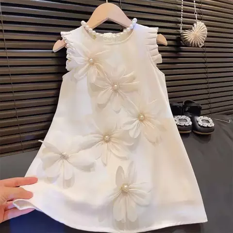 Vestido Flor de Pérola, Vestido Para Meninas de 1 a 7 anos - comprar online