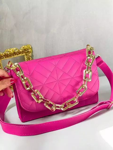 Bolsa Feminina Luxo Alça Corrente De Mão E Transversal Tiracolo