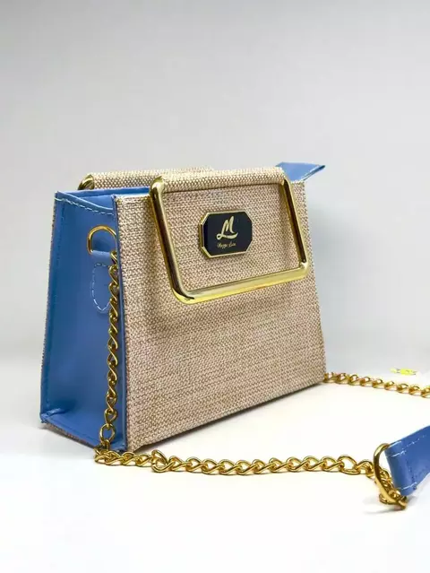 Bolsa Feminina Transversal Pequena Paris Tecido luxo casamento formatura balada alça corrente.