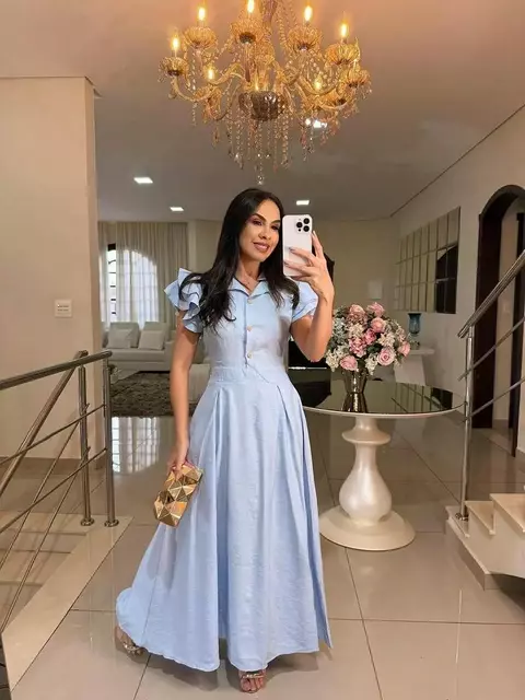 Vestido Manga Babado