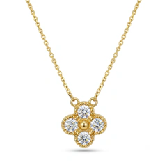 GARGANTILHA TREVO COM ZIRCÔNIA EM OURO 18K 750