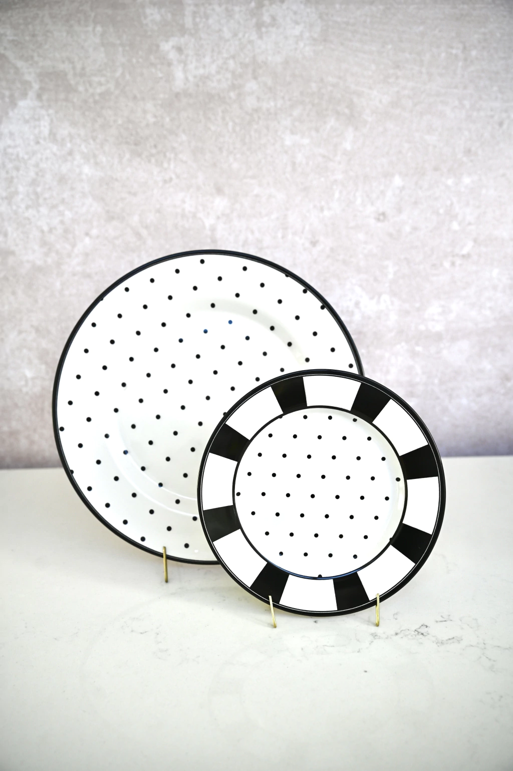 Set Platos Noir Dots - x2 -