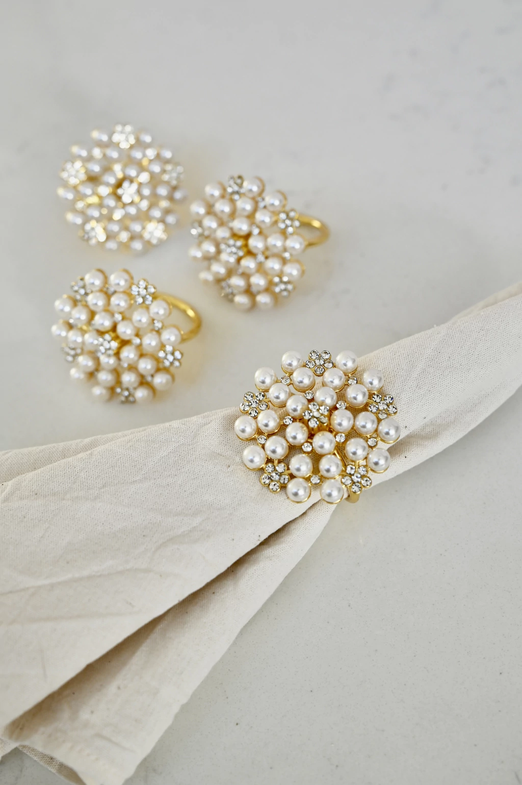 Anillo Porta Servilletas Oro Carolin - x4 -