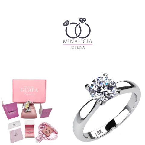 Anillo de Compromiso Plata con baño de Oro Blanco 18K - comprar en línea