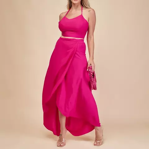 Conjunto(Cropped E Saia Envelope) Para Praia Moda Feminina