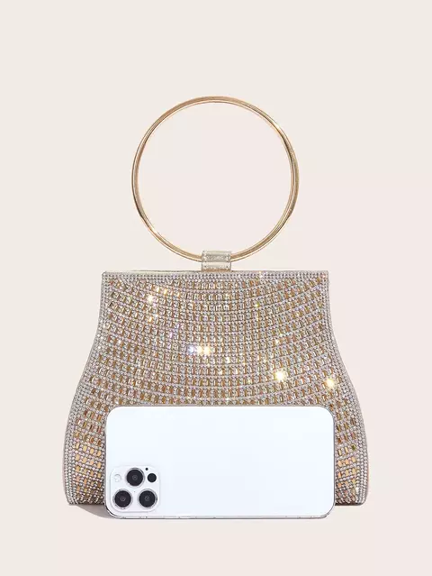 Bolsa feminina de diamante com strass, bolsa de noite com pedras de noiva, bolsa
