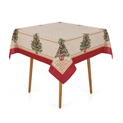 Toalha de Mesa Natal Quadrada 4 Lug Karsten Pinheiro Decor