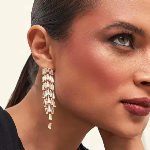 Brinco Pêndulo com cristais retangulares