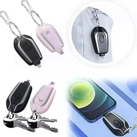 Chaveiro carregador portátil, rápido, compatível com Android, Iphone, 1.500Ah e 2.000Ah, prático, estiloso, várias cores...