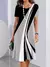 Novos vestidos femininos listrado impresso elegante casual o pescoço manga curta vestidos de verão moda senhoras roupas tamanhos grandes - comprar online