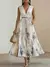 Vestido verão v nec sem mangas impressão cintura alta vestidos de festa elegante plissado senhora chique vestido de noite longo desses streetwear novo - O Senhor Reina