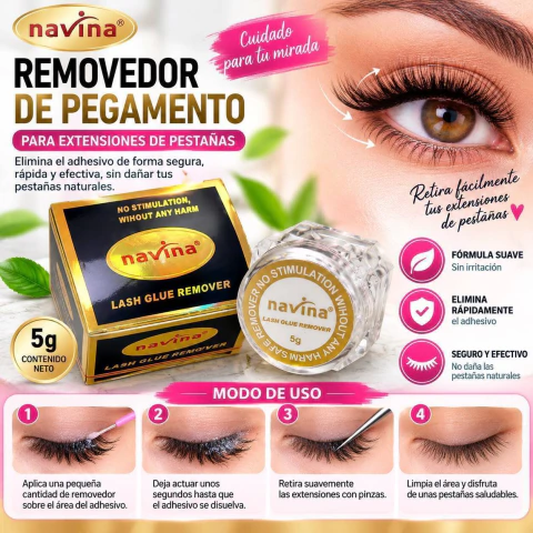 REMOVEDOR EN CREMA PARA EXTENSION PESTAÑAS NAVINA 5GR 400015