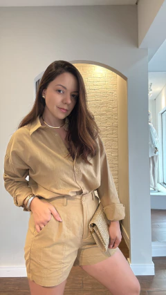 Conjunto camisa e shorts Marbella Caqui - loja online