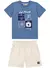 Conjunto Menino Camiseta em Meia Malha Penteada e Bermuda em Moletinho Linho - loja online