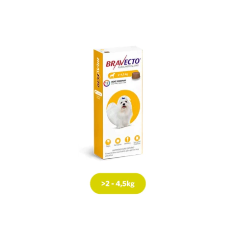 Bravecto® 2-4,5 kg - Comprimido para pulgas, garrapatas y sarnas