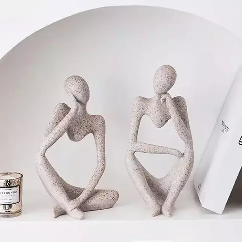 Areia Cor O Pensador Abstrato Estátuas Esculturas Yoga Estatueta Nordic Sala Ho