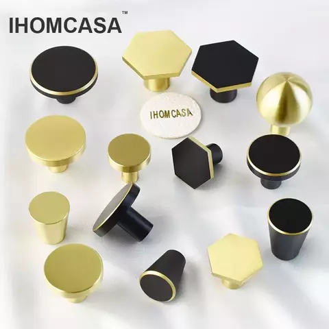 Ihomcasa puxadores redondos de latão dourado para móveis, para gavetas, banhei