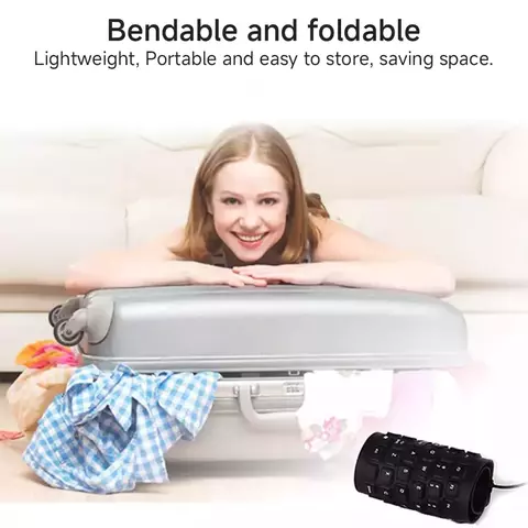 Mini teclado portátil com 85 teclas, flexível, à prova d'água, silicone maci