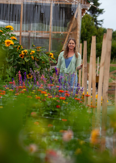 Banner de Campo de huerto y flores