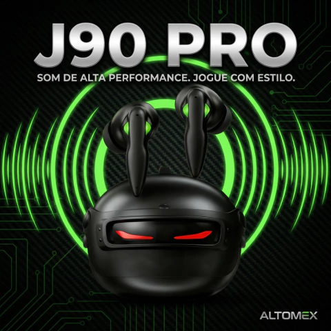 Fone de Ouvido Bluetooth J90Pro Gamer LED – Baixa Latência, ENC e Bluetooth 5.3