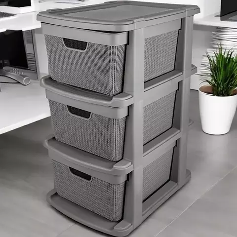 Gaveteiro Organizador de Chão em Plástico Com 3 Gavetas 15 litros Resistente Para Organização Jaguar