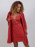 Conjunto Camisola e Robe com Renda Bicolor Nara Tucha Lingerie - Vermelho-Branco