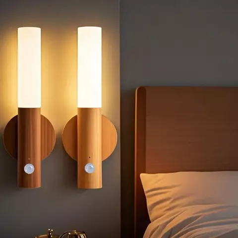 WoodLight™ Pro – Arandela Magnética de Madeira com Sensor | Luz Noturna Moderna e Sustentável - comprar online