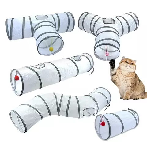 Gato de estimação túnel brinquedos desmontáveis branco pet gato gatinho trei