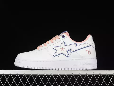 Bapesta Low Human Made To Nigo White Blue Pink - comprar online