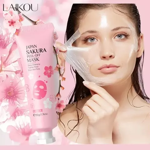 Peeling LAIKOU 24K Ouro Sakura Máscara Facial Anti Rugas, Clareamento, Remoção de cravo