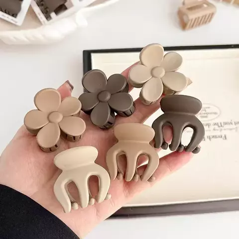 3 pçs/set cor de café pequena garra de cabelo fosco geométrico simples grampo de