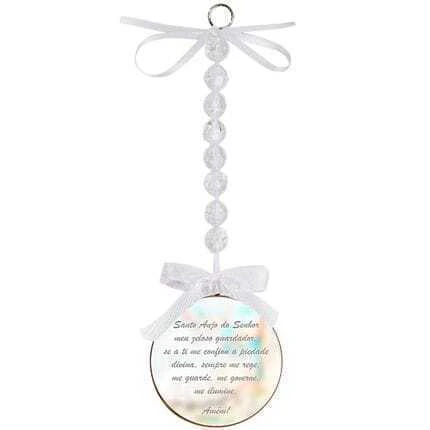 Medalhão de Berço Meu Batizado com Oração Santo Anjo - Hug