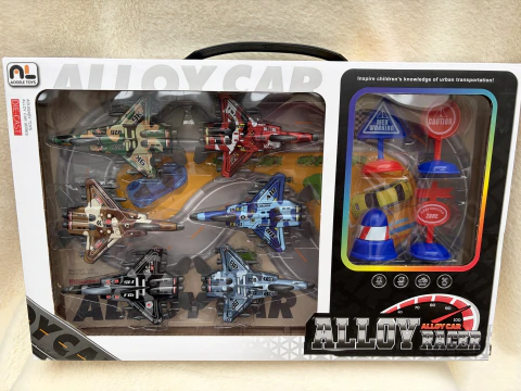 Set Alloy Car Racer x6 Aviones de Chapa con Accesorios
