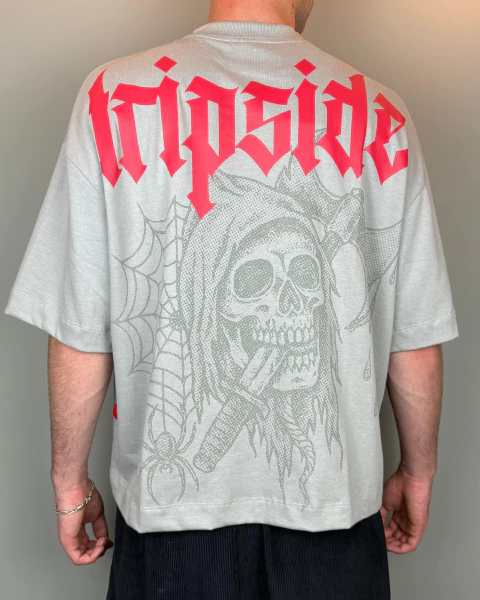 Camiseta Malhão Boxy Tripside Death - Cinza - comprar online