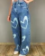 Calça Jeans Baggy Feminina Trip Side (Estampa Artesanal) - comprar online