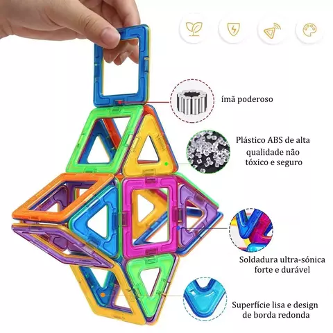 Blocos Magnéticos 3D: Kit de Construção e Aprendizagem sem Limites