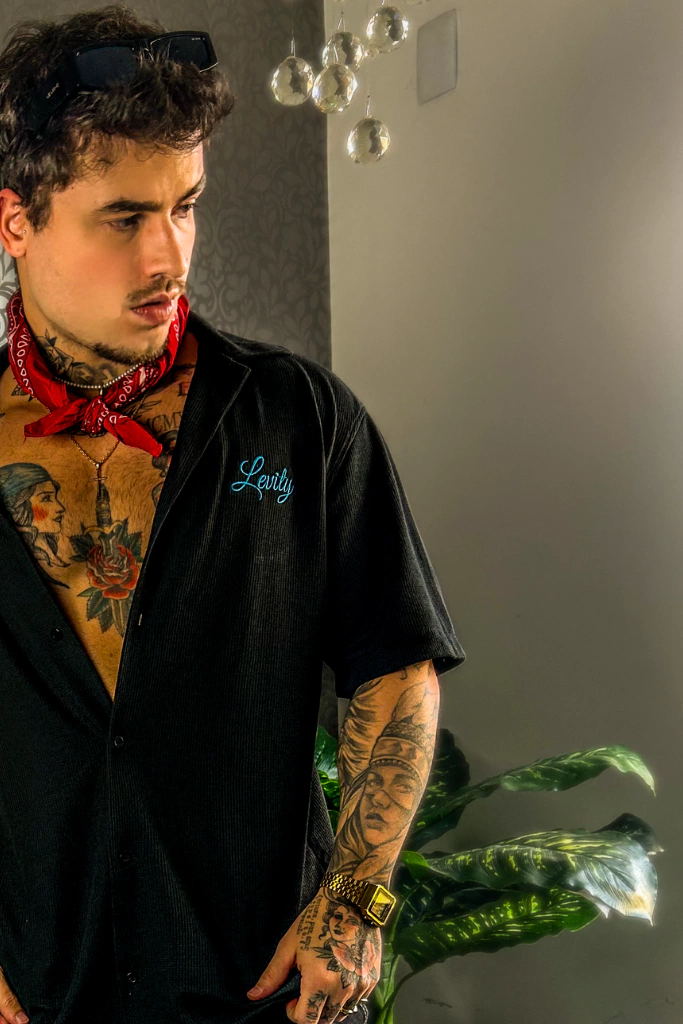 Camisa Aberta Texturizada Cotton - Preta