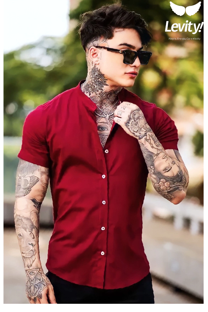 Camisa Aberta Viscolinho - Bordô