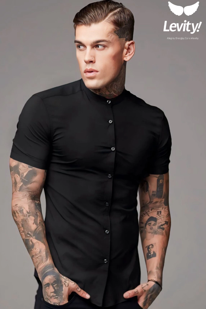 Camisa Aberta Viscolinho - Preta