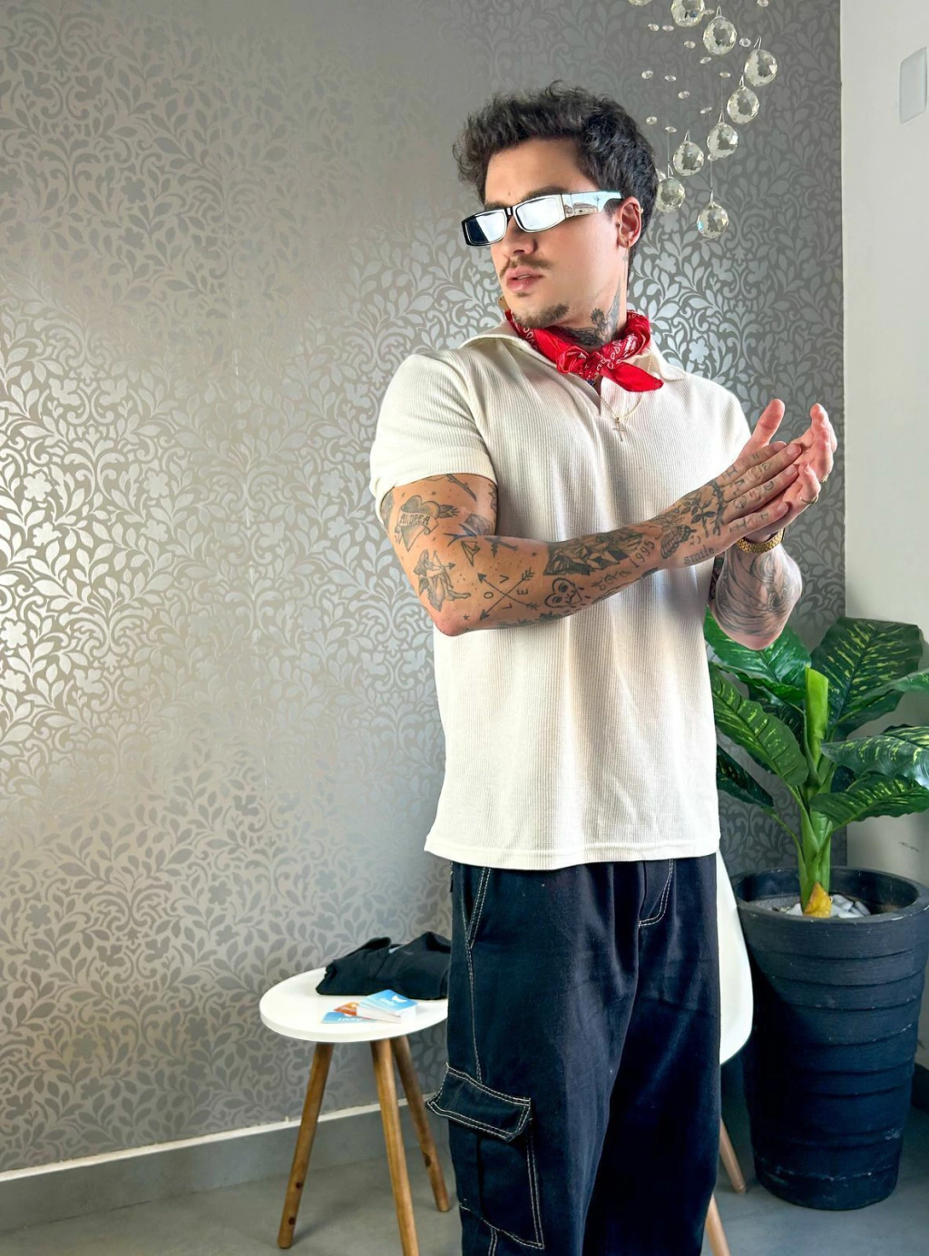 Camisa Gola Polo Texturizada Branca