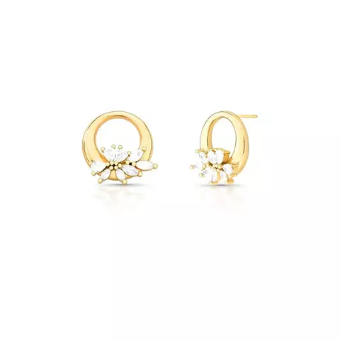 BRINCO REDONDO VAZADO COM FLOR EM CRISTAIS