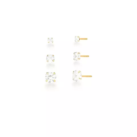 TRIO DE BRINCOS COM CRISTAIS REDONDOS