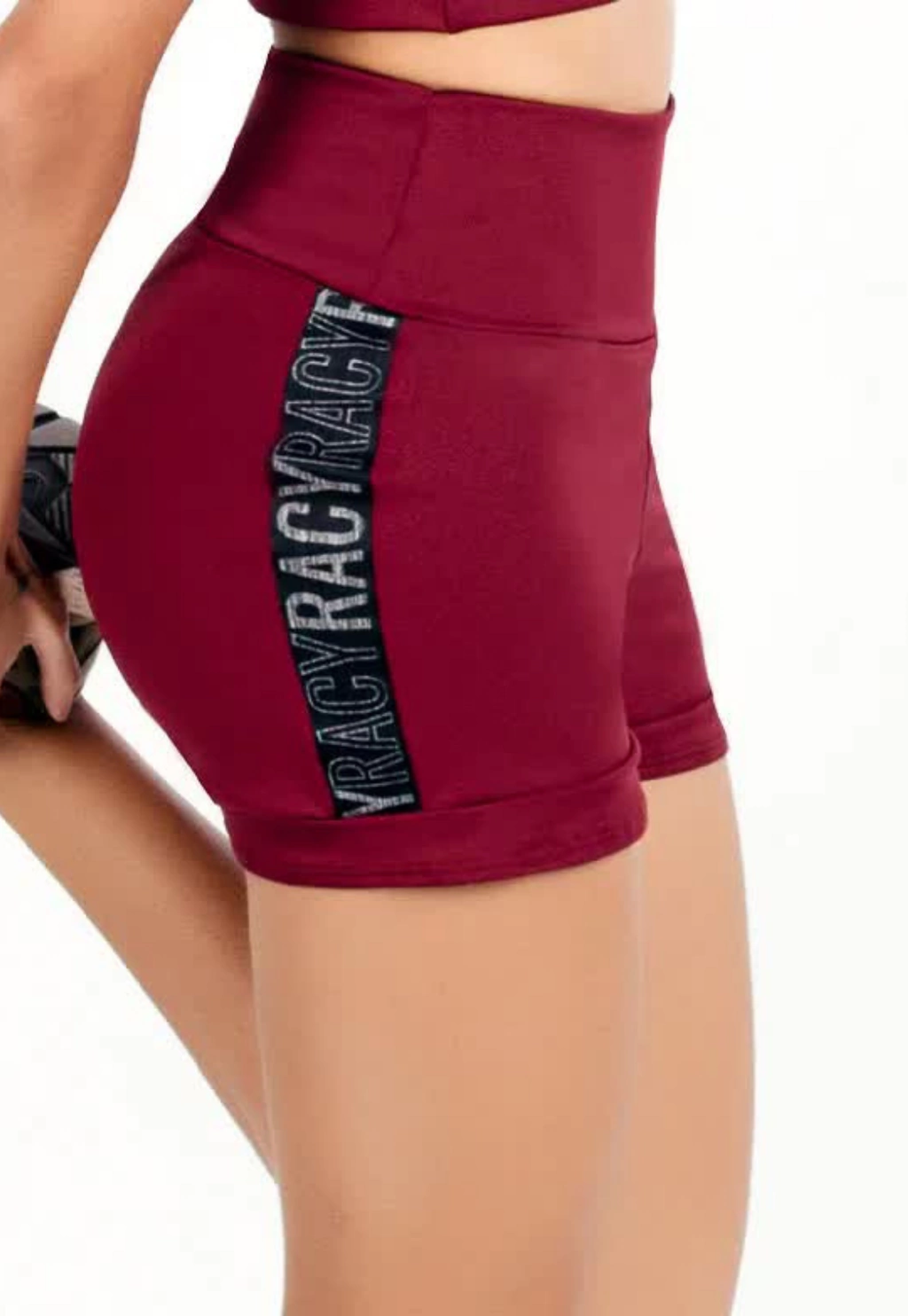 Short Fitness Cintura Alta Marsala com Elástico Lateral REF: CLGA6