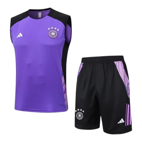 Kit Treino adulto - Camisa e Shorts - Seleção Alemanha Adidas 24/25 - Roxo e preto
