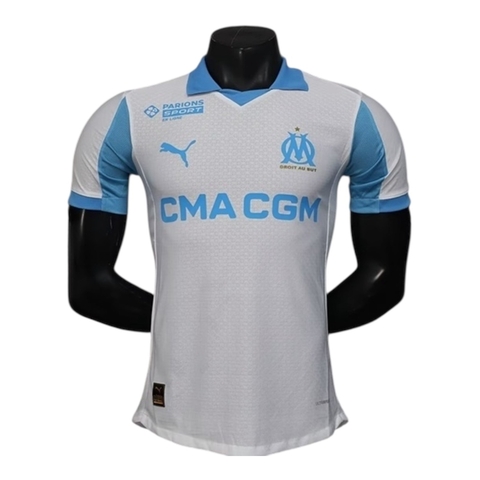 Camisa Olympique Marseille I 25/26 - Jogador Puma Masculina - Branca e azul