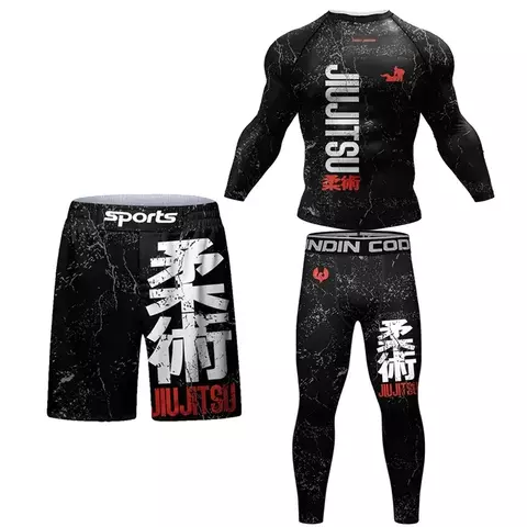 Novo jiu jitsu rashguard mma camiseta + calças para homens 4 pçs/set brasileiro