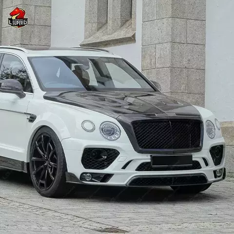 Carbon Fiber Fiberglass Car Bumper Engine Cover Side Skirts Front Lip Body Kit for Bentley Bentayga M Style Bodykit