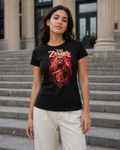 585 Camiseta negra con estampado creativo