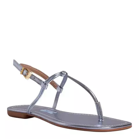 Rasteira Metalizada Azul Bico Quadrado - comprar online