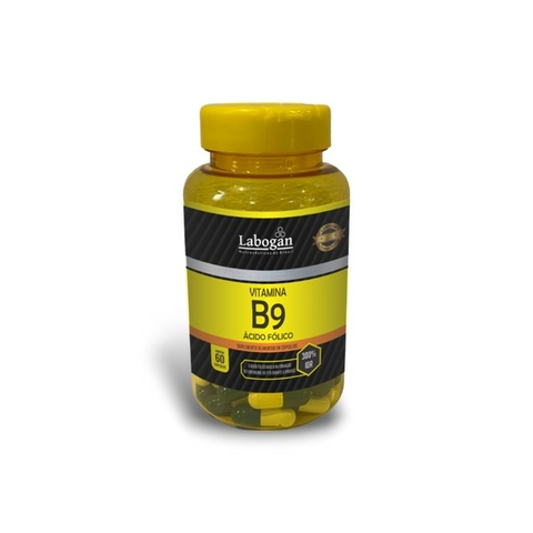 VITAMINA B9 (ACIDO FOLICO) - POTE 60 CAPS LINHA AMARELA - LABOGAN